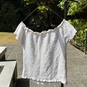 Brandy Melville Zelly Crop Off the Shoulder - White